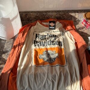 Harley-Davidson Orange and Cream Logo Shirt